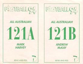 1994 Select AFL Stickers #121 Mark Harvey / Andrew McKay Back